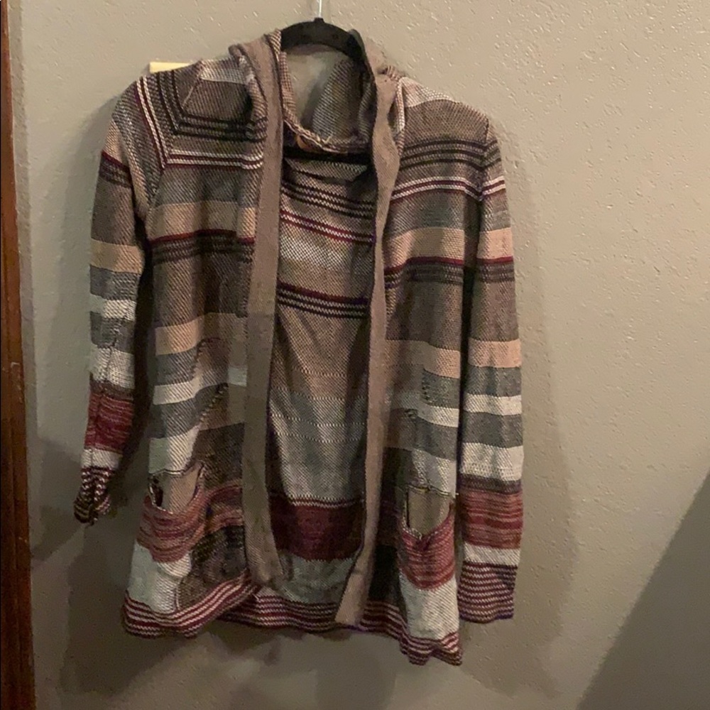 Striped cardigan with hood